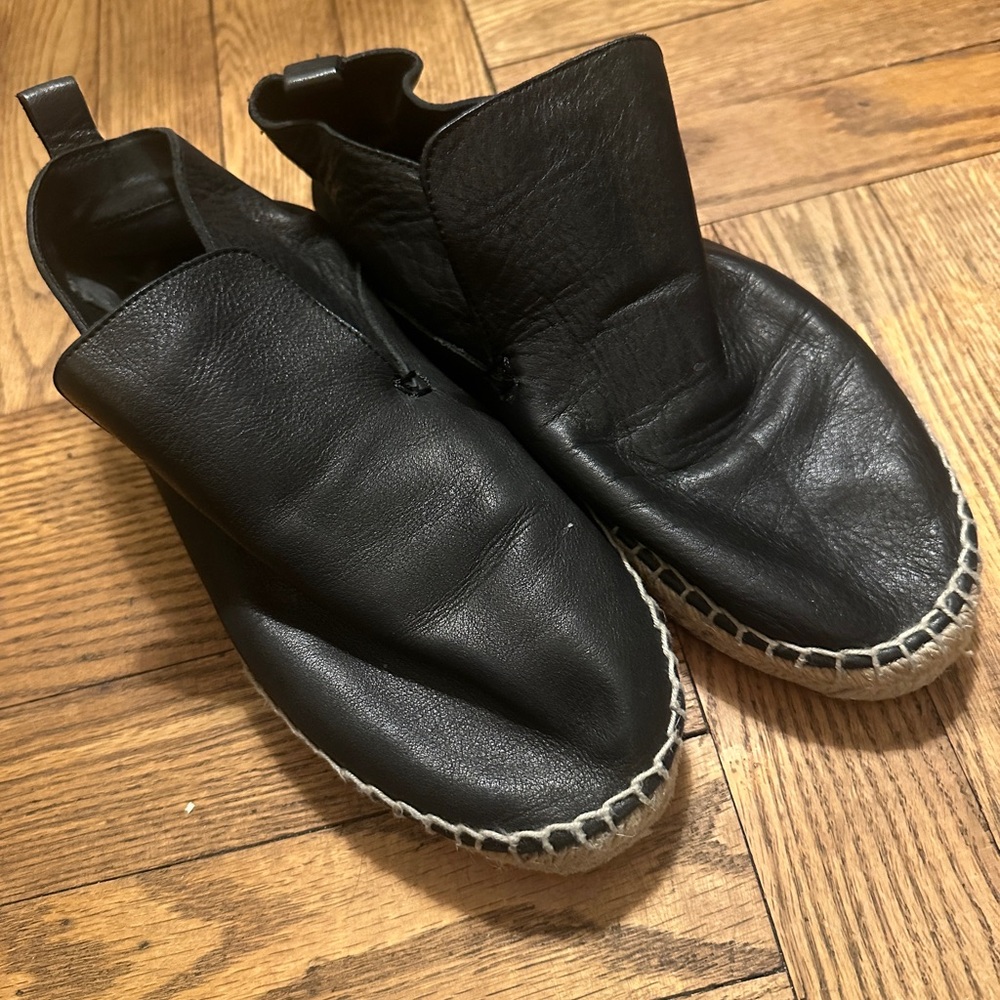 Vince Black Leather Ronan Espadrille Shoes sz womens 8